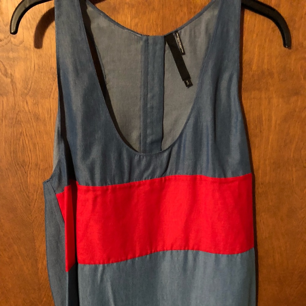 L.A.M.B. Chambray and Red Tank